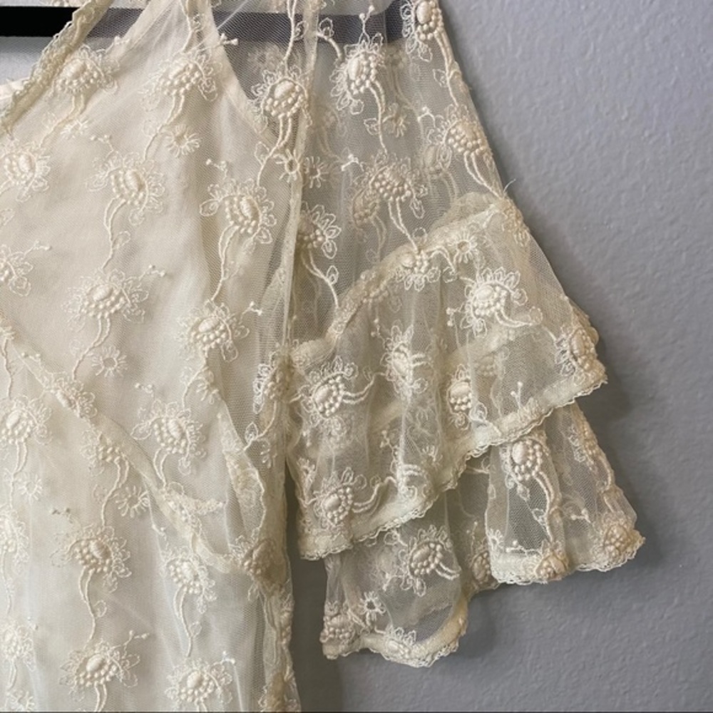 All Saints Sheer Lace Top Lula Nisha Top cream color size 4 - Picture 7 of 12